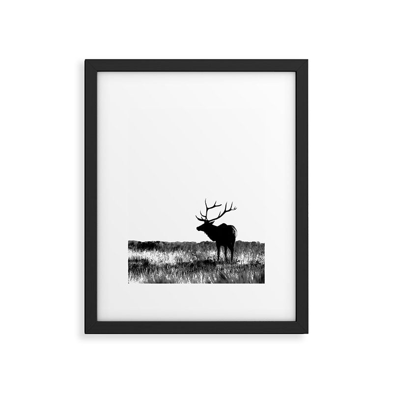 Elk Silhouette  Black and White  Framed Art Print Gallery Image 6
