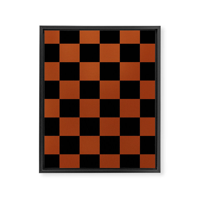 Black & Orange Checkers Framed Canvas Print Gallery Image 1