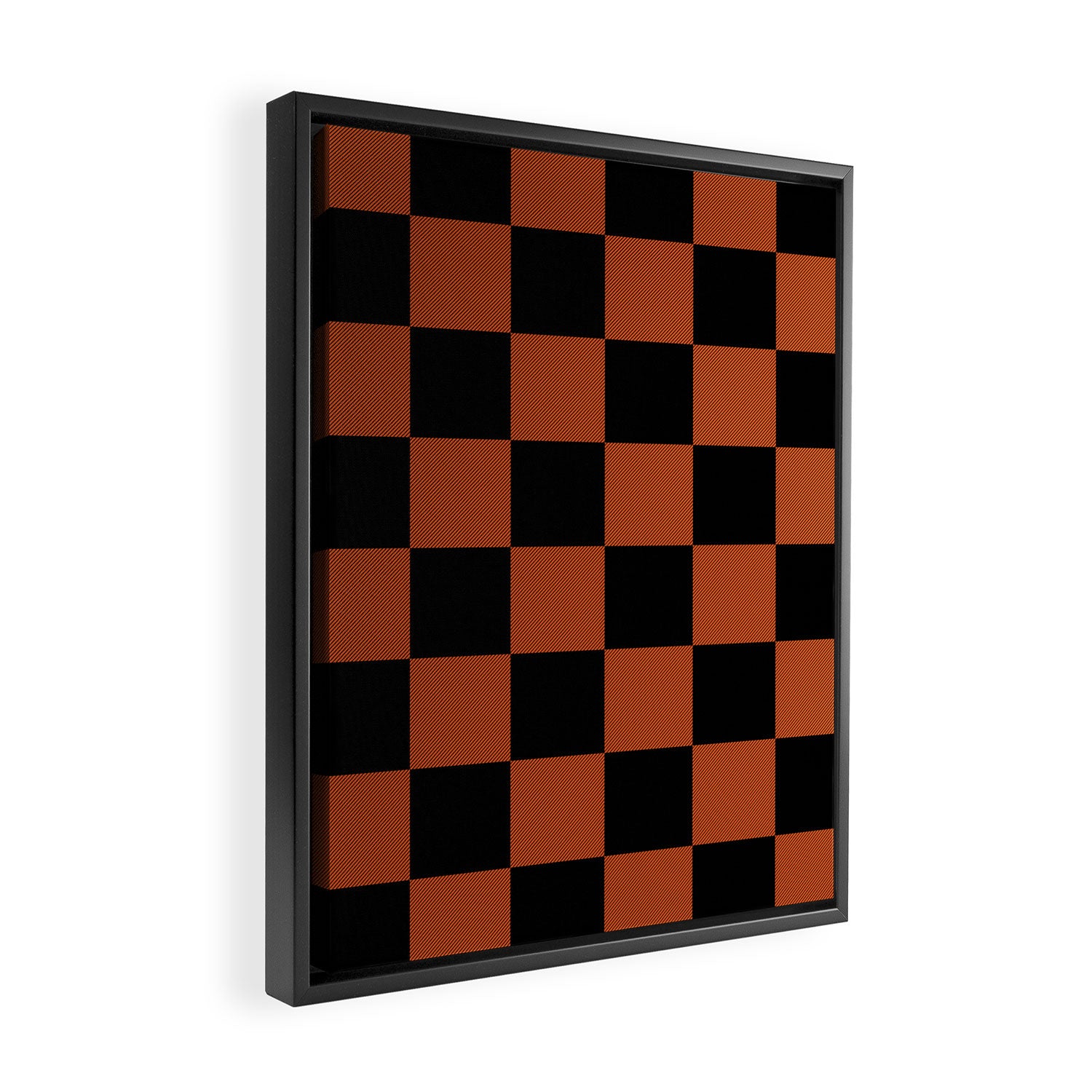 Black & Orange Checkers Framed Canvas Print Gallery Image 2