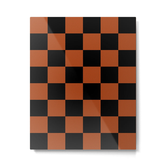 Black & Orange Checkers Metal Print Gallery Image 1