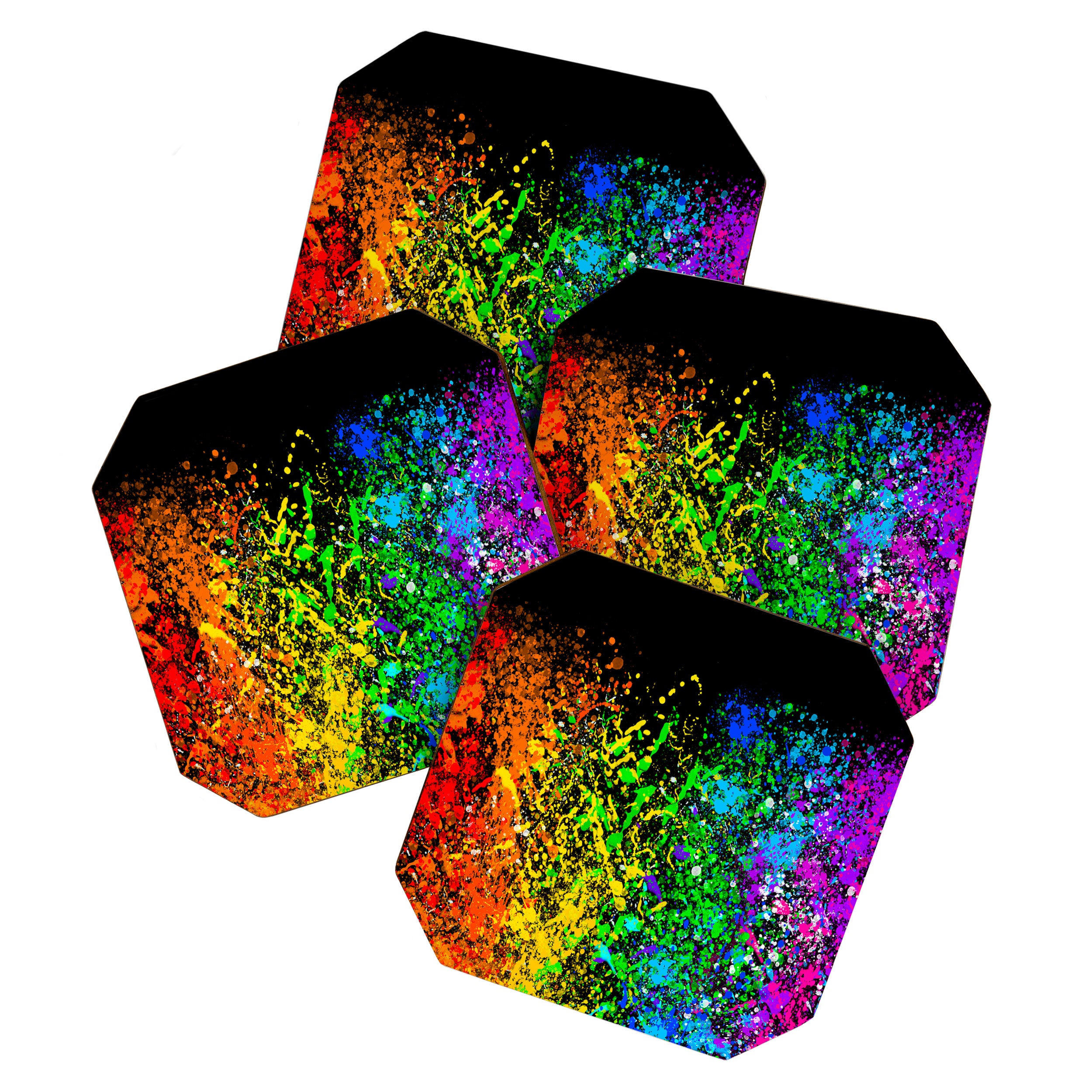 Black Rainbow Color Splatter Coaster Gallery Image 1