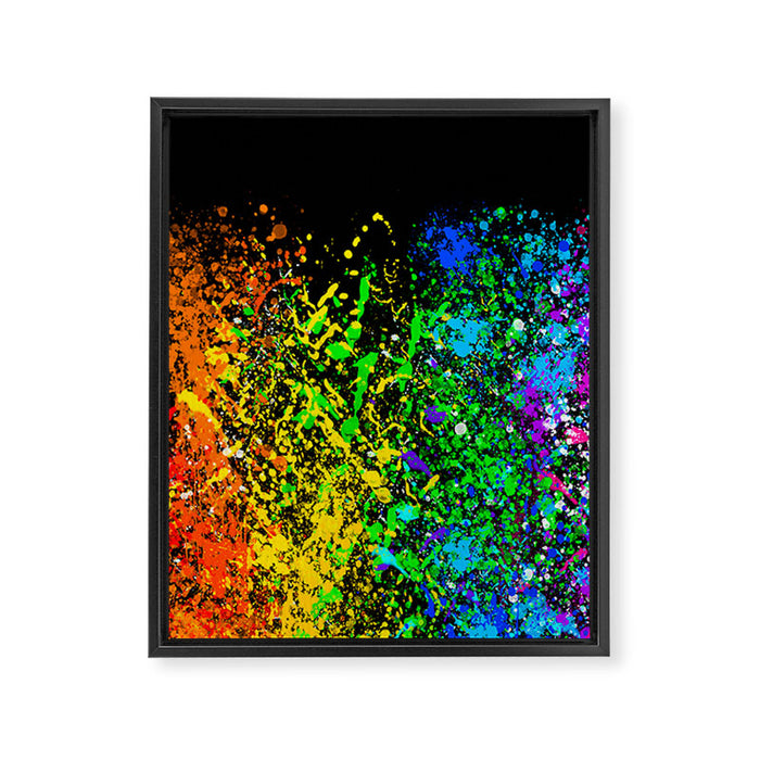 Black Rainbow Color Splatter Framed Canvas Print Gallery Image 1