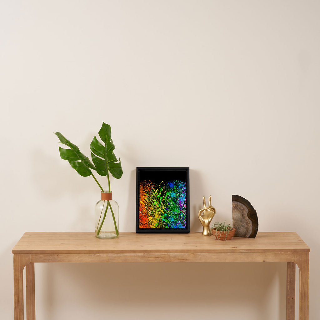 Black Rainbow Color Splatter Framed Canvas Print Gallery Image 4