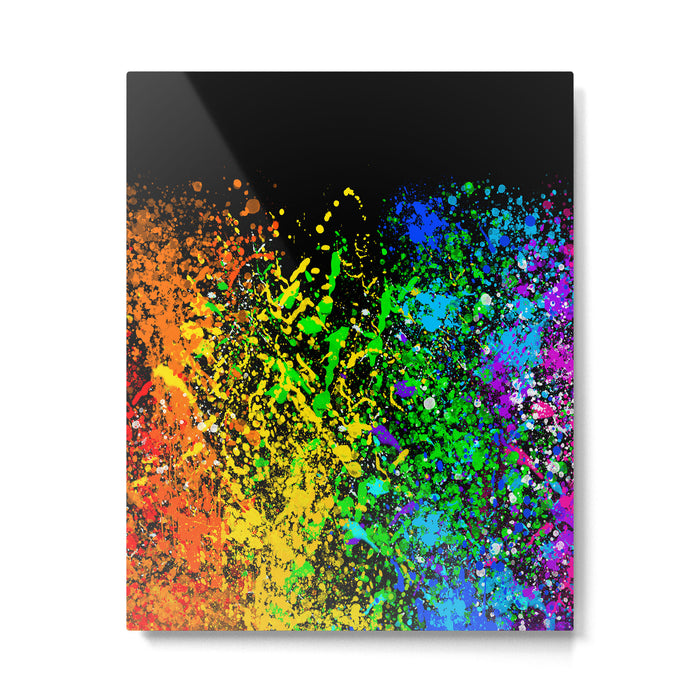 Black Rainbow Color Splatter Metal Print Gallery Image 1