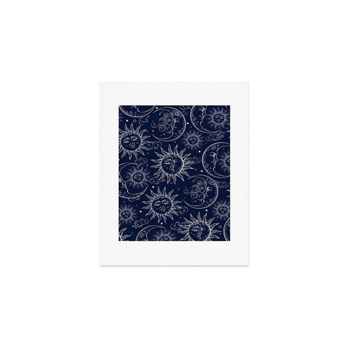 Blue Magic Celestial Sun Moon Stars Art Print Gallery Image 1