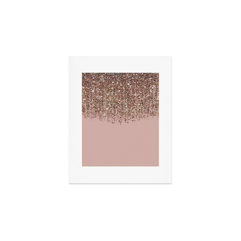 Blush Pink Rose Gold Bronze Cascading Glitter Art Print Gallery Image 1