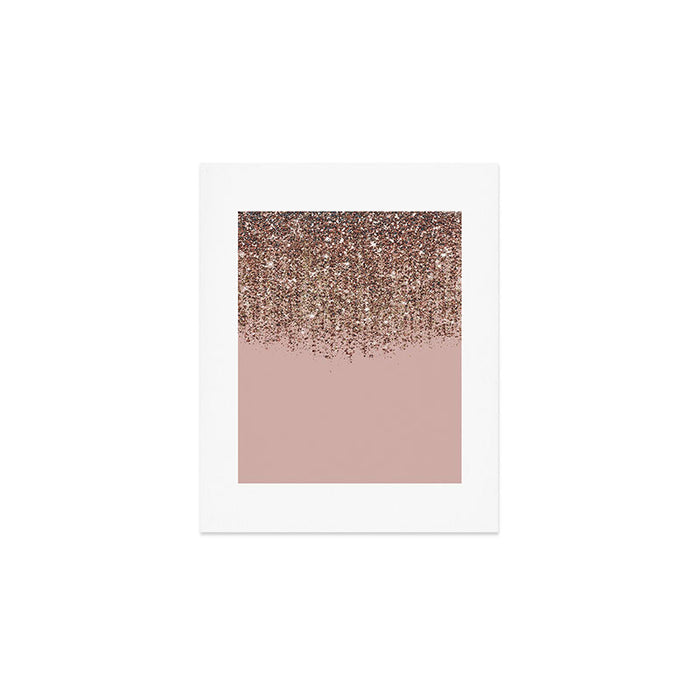 Blush Pink Rose Gold Bronze Cascading Glitter Art Print Gallery Image 1
