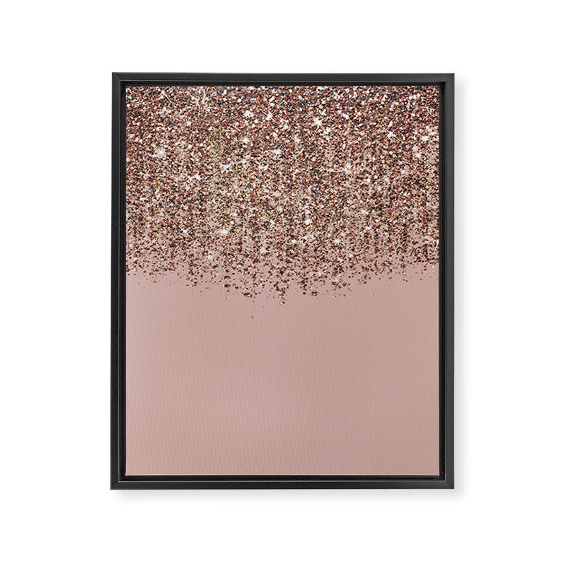 Blush Pink Rose Gold Bronze Cascading Glitter Framed Canvas Print Gallery Image 6