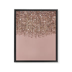 Blush Pink Rose Gold Bronze Cascading Glitter Framed Canvas Print Gallery Image 6