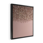 Blush Pink Rose Gold Bronze Cascading Glitter Framed Canvas Print Gallery Image 2