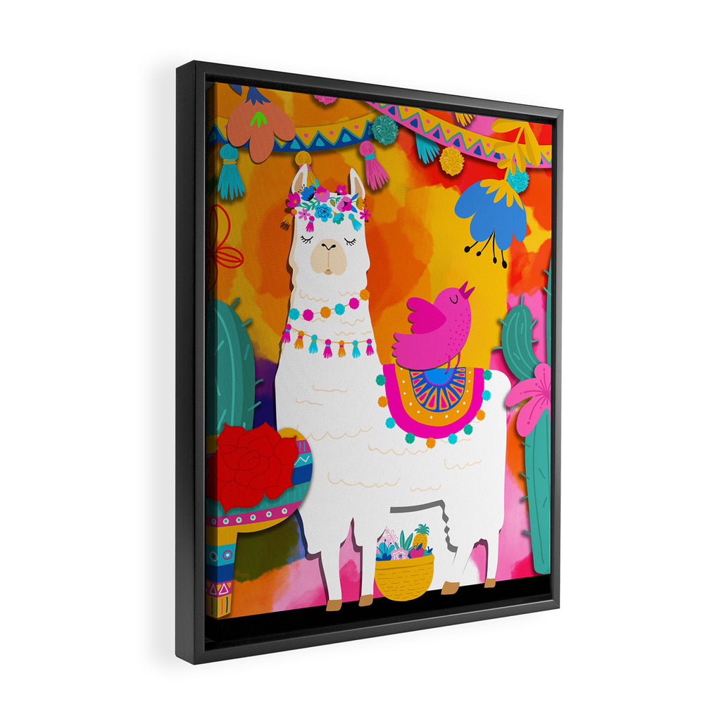 Fiesta Llama Framed Canvas Print Gallery Image 2