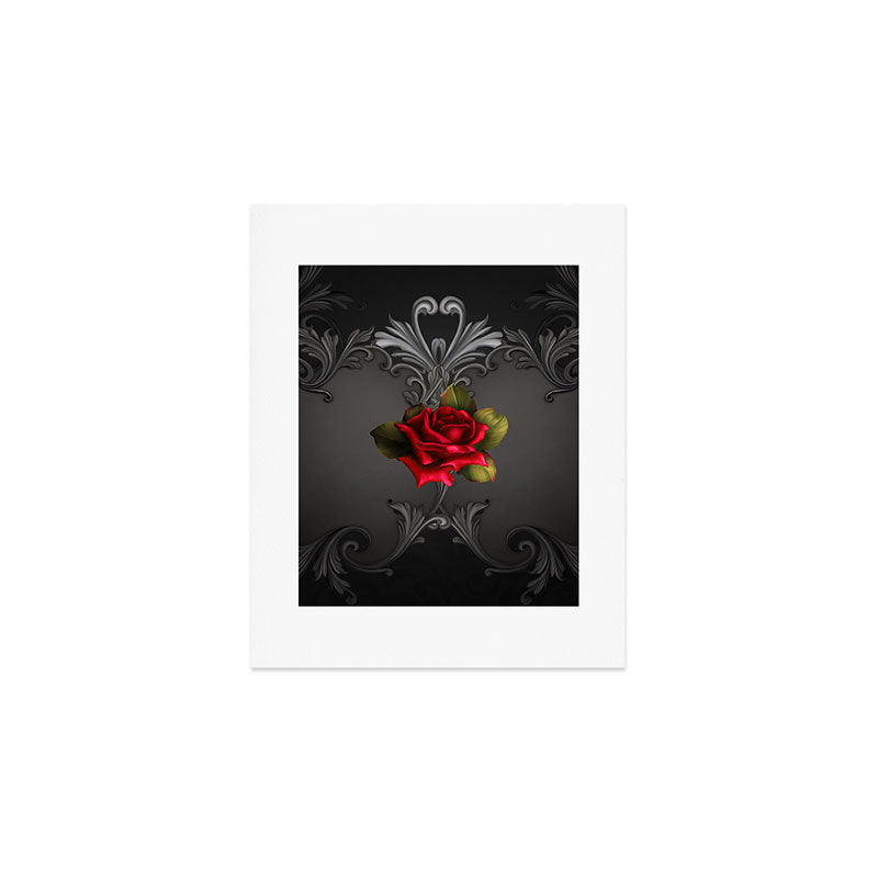 Gothic Glamour Red Rose Black Ornamental Glam Art Print Gallery Image 1
