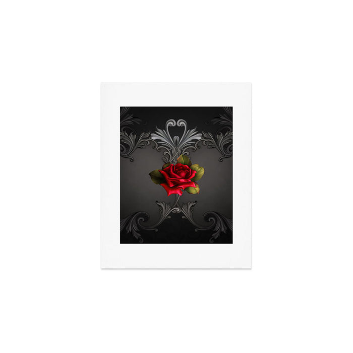 Gothic Glamour Red Rose Black Ornamental Glam Art Print Gallery Image 1