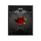 Gothic Glamour Red Rose Black Ornamental Glam Framed Canvas Print Gallery Image 6