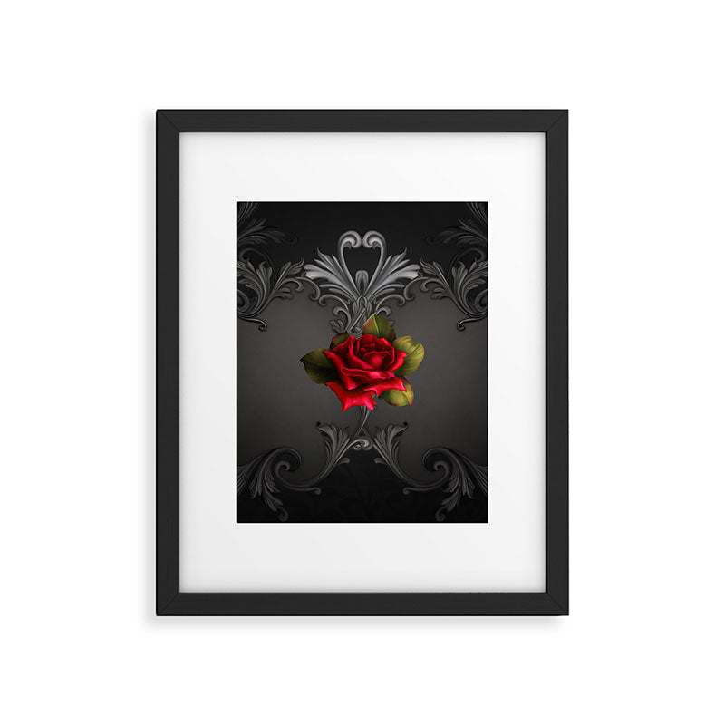 Gothic Glamour Red Rose Black Ornamental Glam Framed Art Print Gallery Image 5