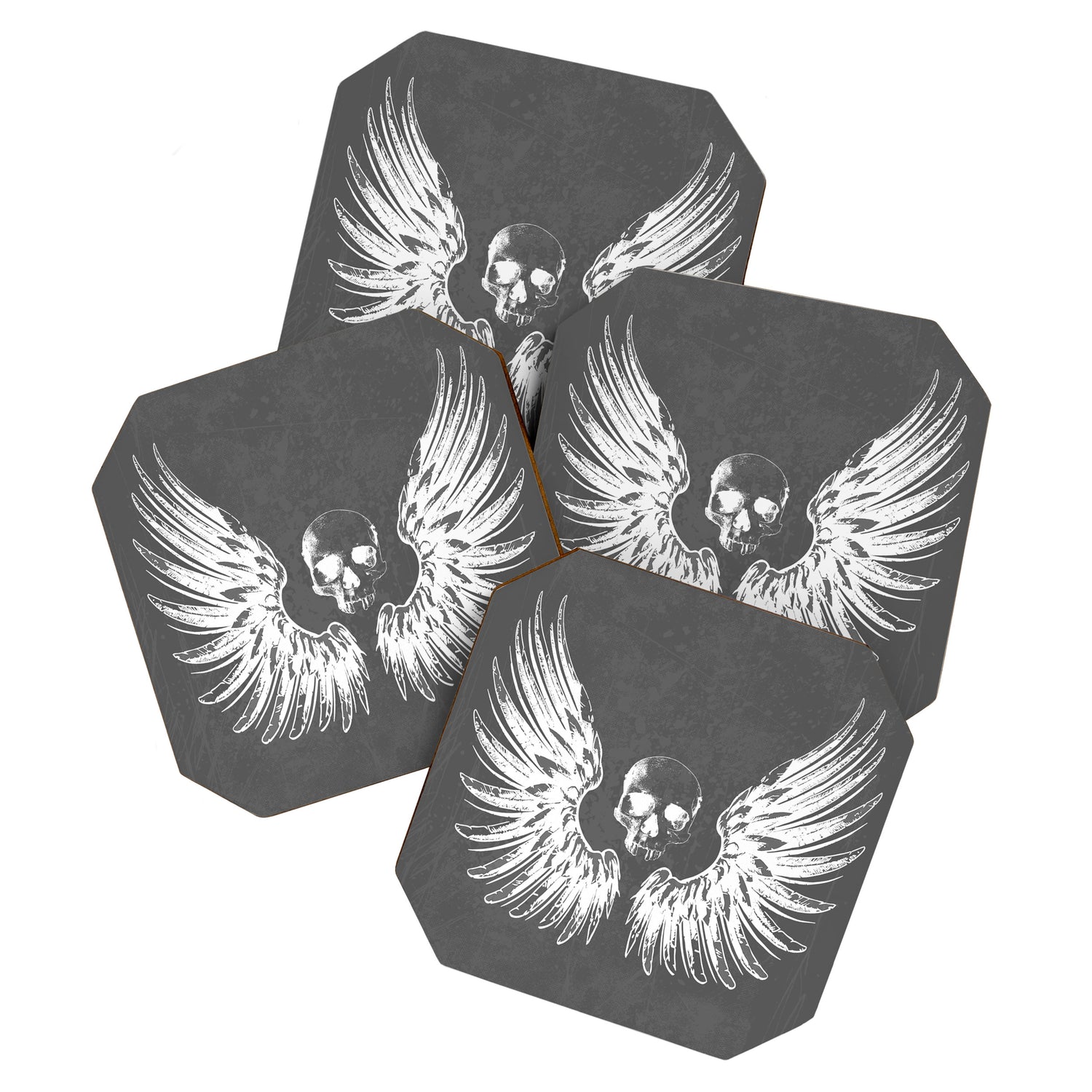 Grey & White Rock Angel Wings Skull Coaster Gallery Image 1