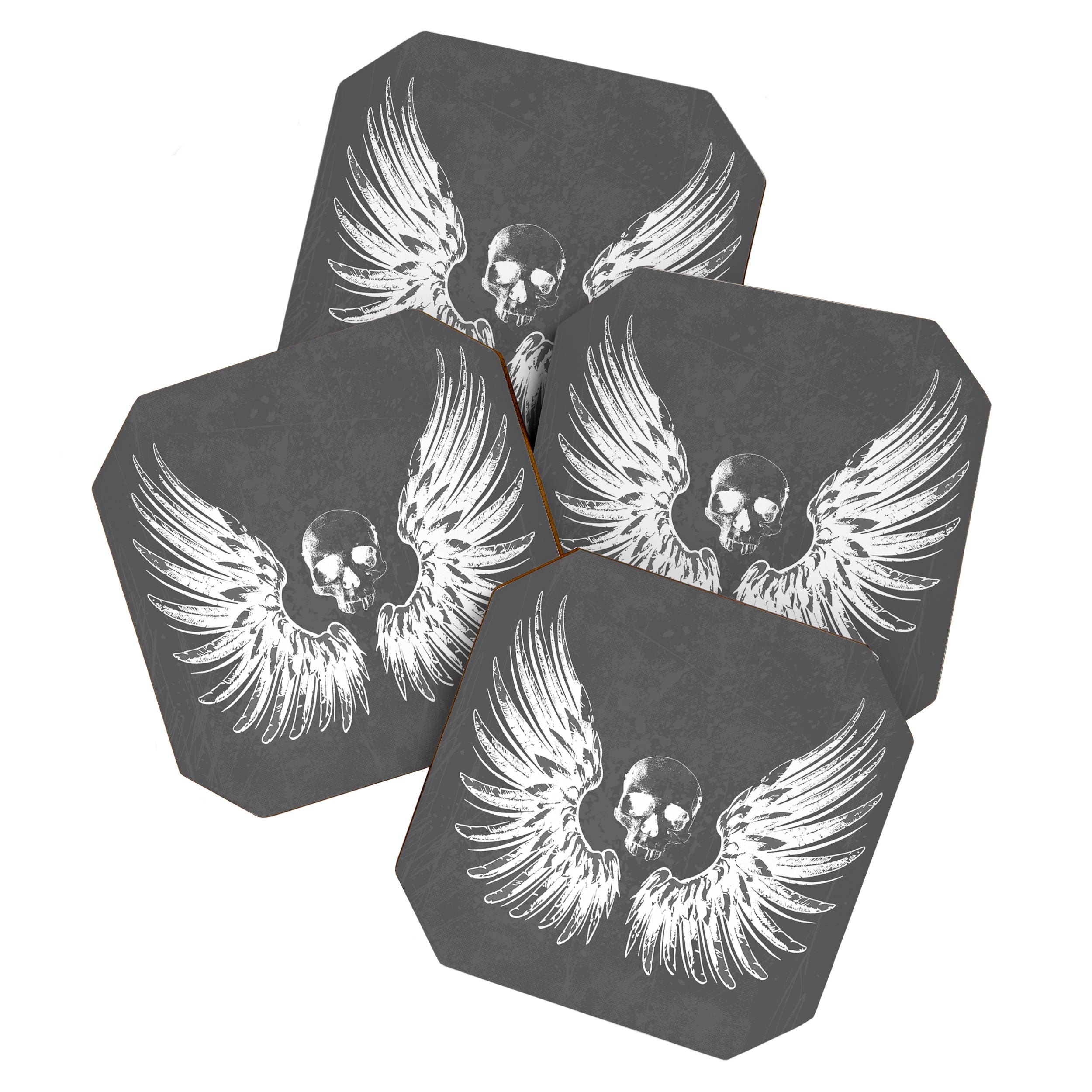 Grey & White Rock Angel Wings Skull Coaster Gallery Image 1