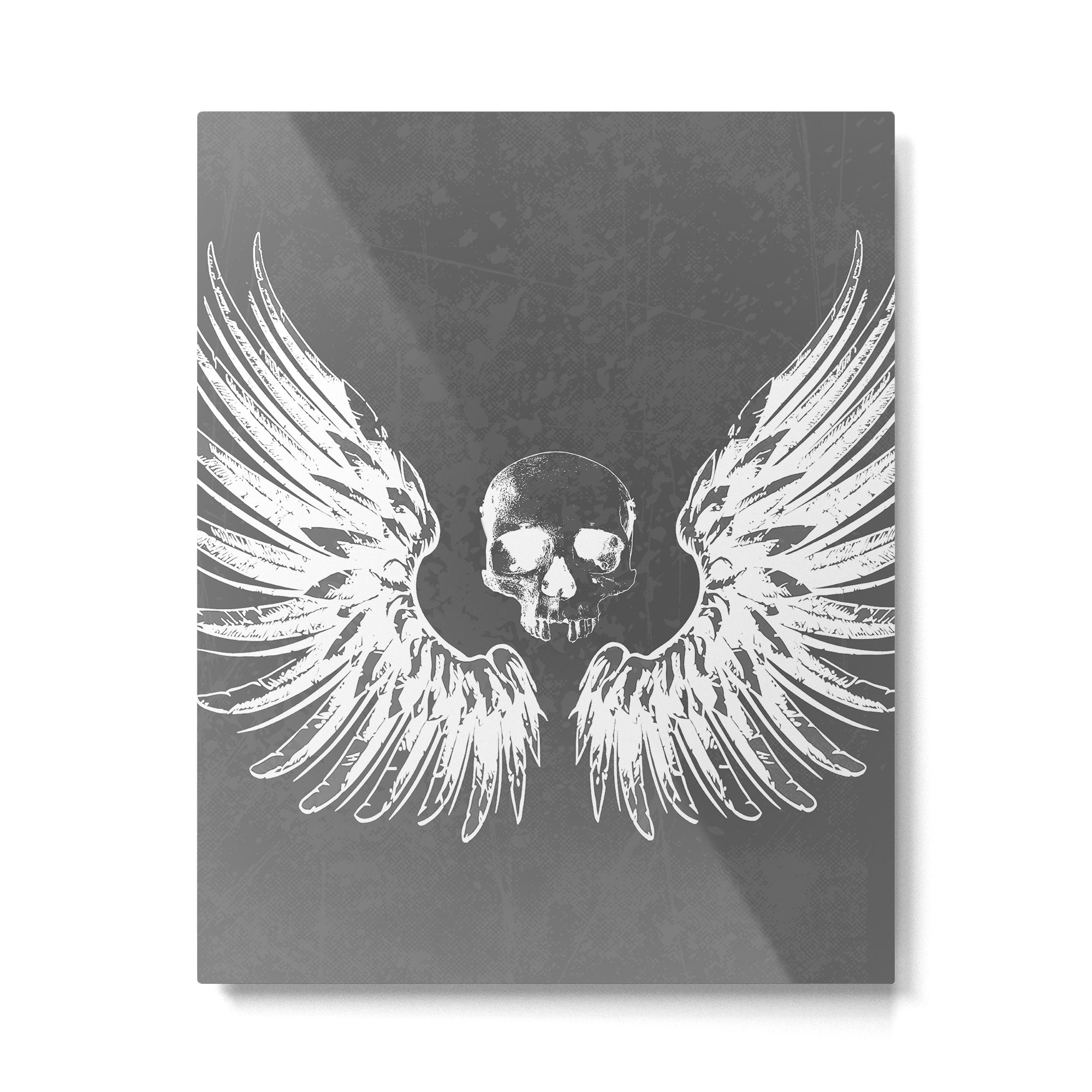 Grey & White Rock Angel Wings Skull Metal Print Gallery Image 6