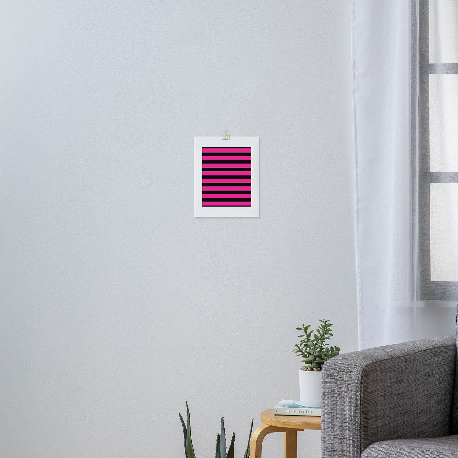 Hot Pink & Black Stripe Art Print Gallery Image 3