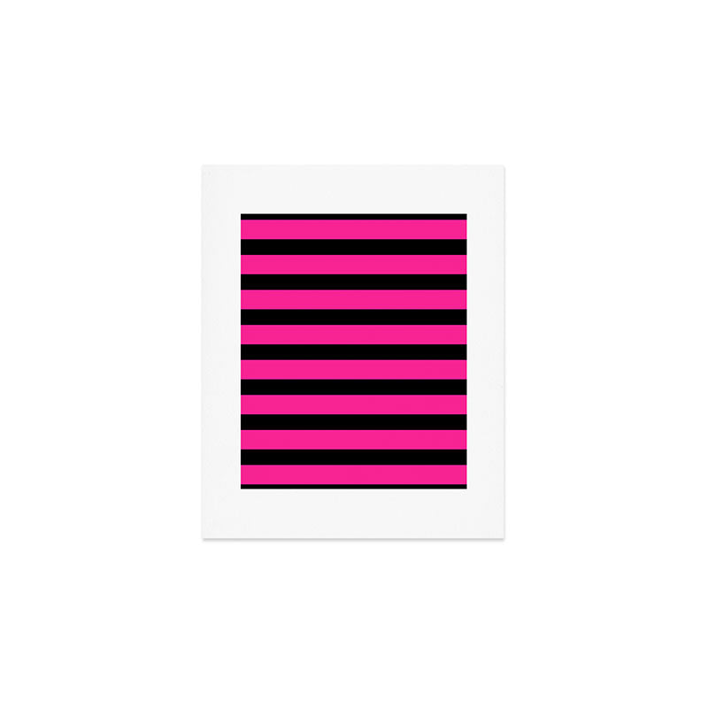 Hot Pink & Black Stripe Art Print Gallery Image 1