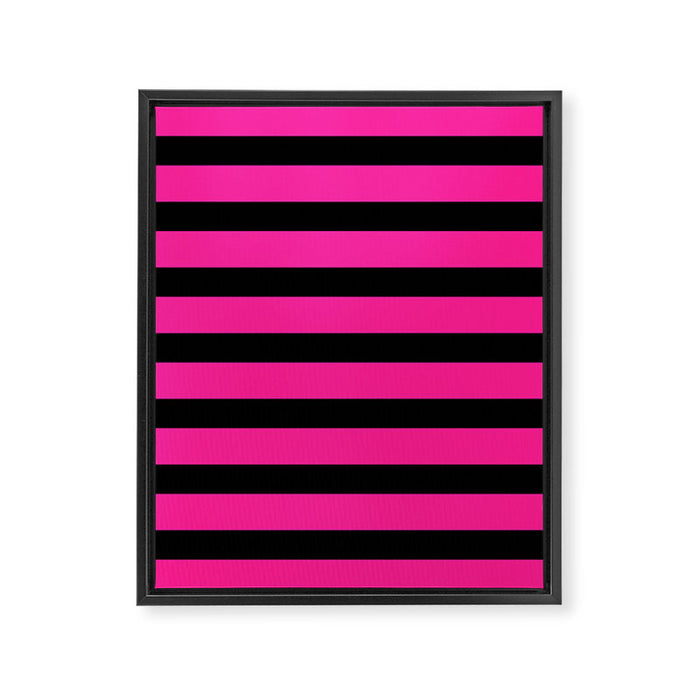 Hot Pink & Black Stripe Framed Canvas Print Gallery Image 1