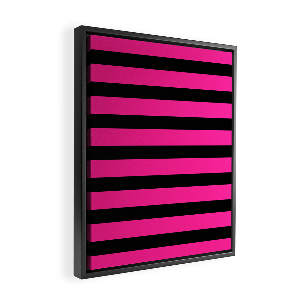Hot Pink & Black Stripe Framed Canvas Print Gallery Image 2