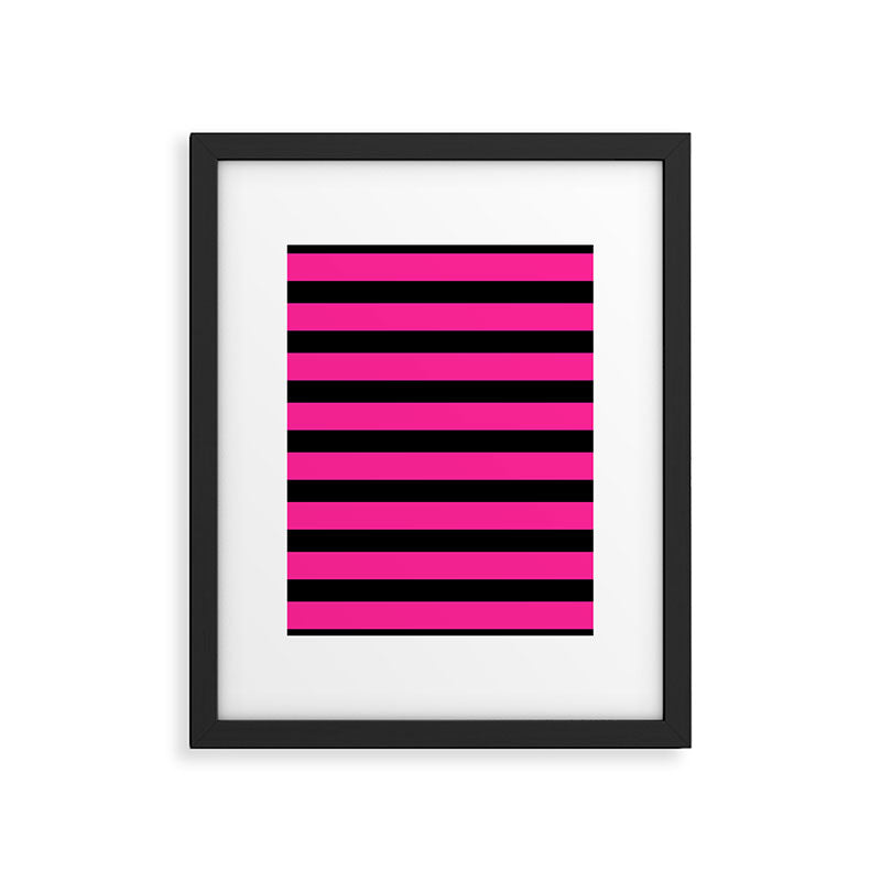 Hot Pink & Black Stripe Framed Art Print Gallery Image 6