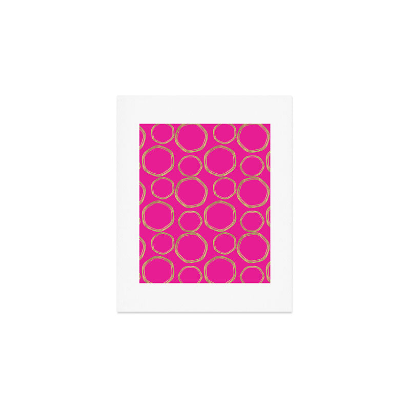 Hot Pink & Gold Circles Art Print Gallery Image 1