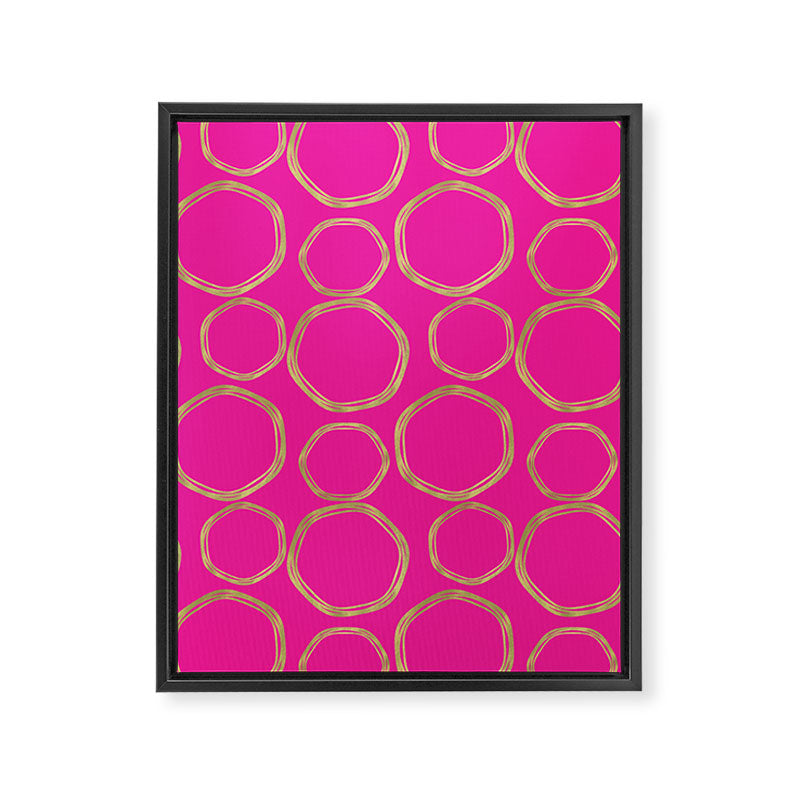 Hot Pink & Gold Circles Framed Canvas Print Gallery Image 8