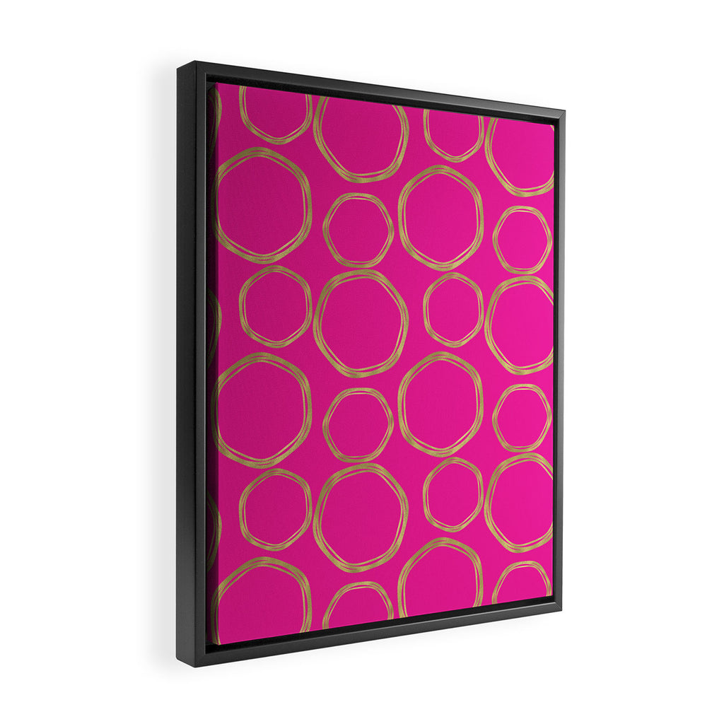 Hot Pink & Gold Circles Framed Canvas Print Gallery Image 2