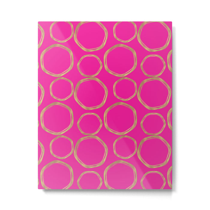 Hot Pink & Gold Circles Metal Print Gallery Image 1