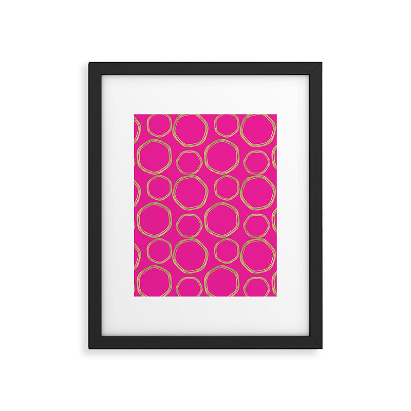Hot Pink & Gold Circles Framed Art Print Gallery Image 6