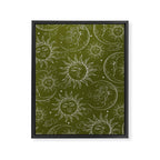 Olive Green Celestial Magic Sun Moon Stars Framed Canvas Print Gallery Image 8