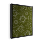Olive Green Celestial Magic Sun Moon Stars Framed Canvas Print Gallery Image 2