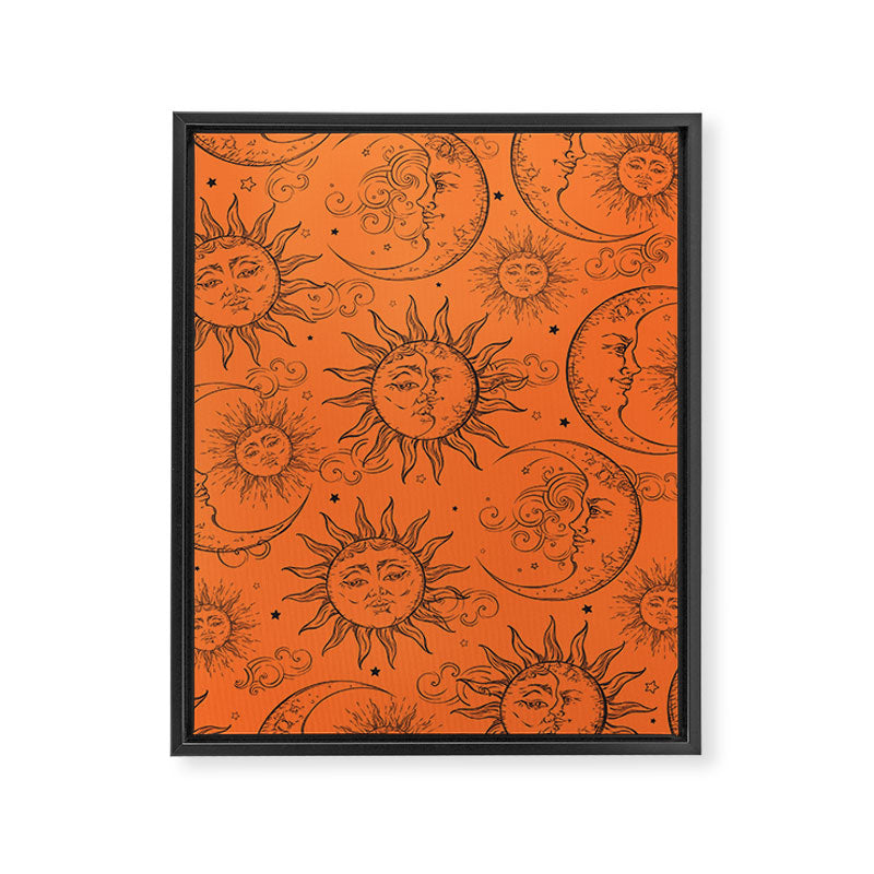 Orange Magic Celestial Sun Moon Stars Framed Canvas Print Gallery Image 8