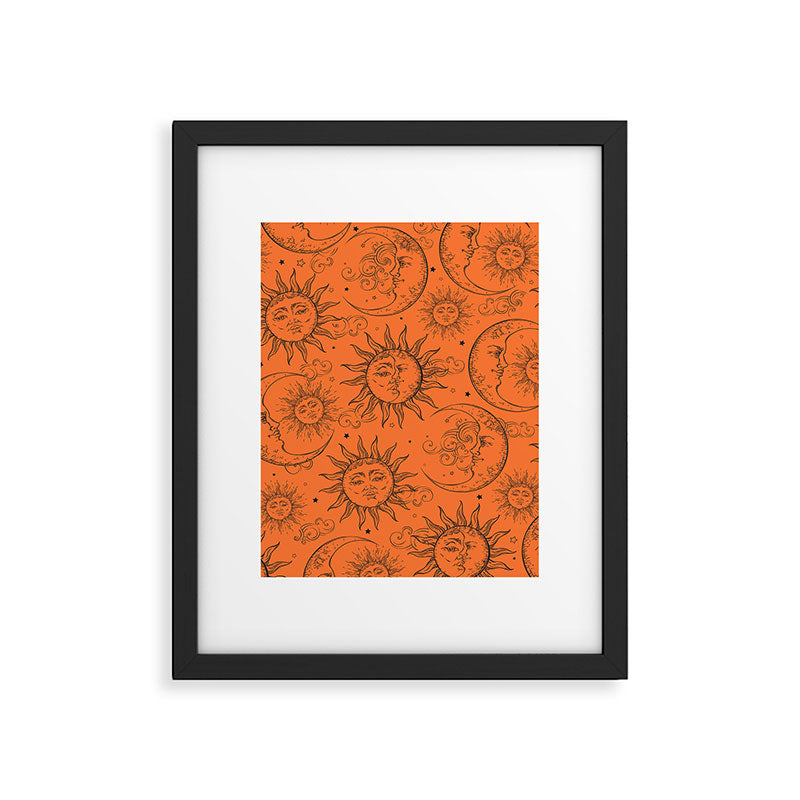 Orange Magic Celestial Sun Moon Stars Framed Art Print Gallery Image 6