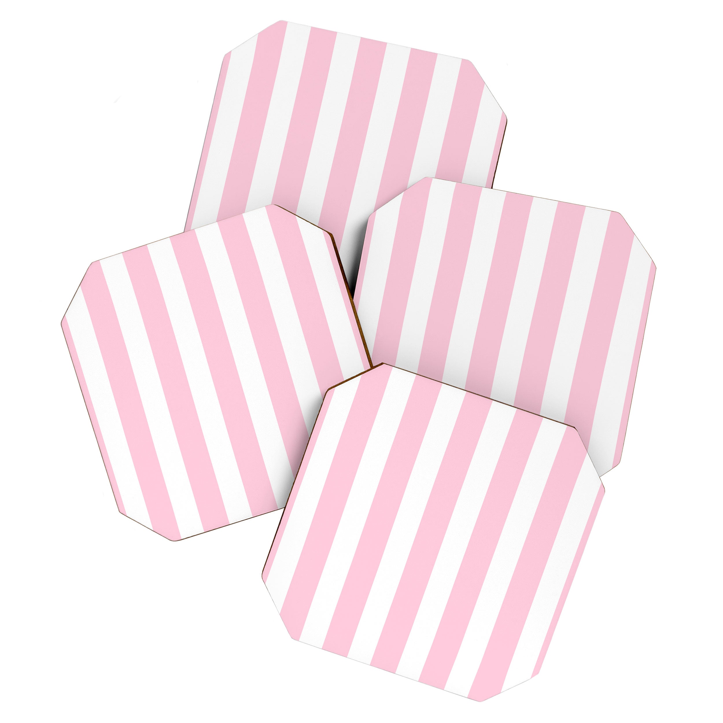 Pink & White Vertical Stripes Coaster Gallery Image 1