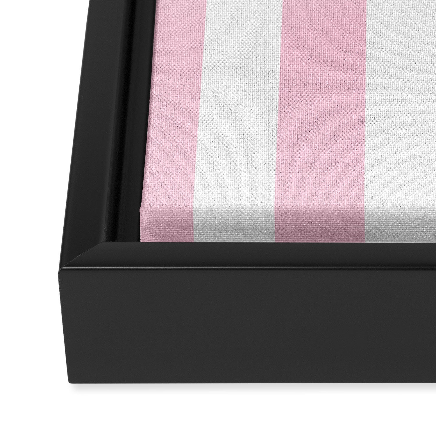 Pink & White Vertical Stripes Framed Canvas Print Gallery Image 3