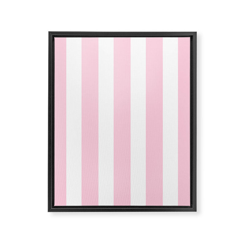 Pink & White Vertical Stripes Framed Canvas Print Gallery Image 8