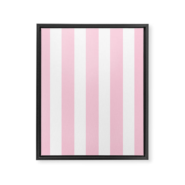 Pink & White Vertical Stripes Framed Canvas Print Gallery Image 1