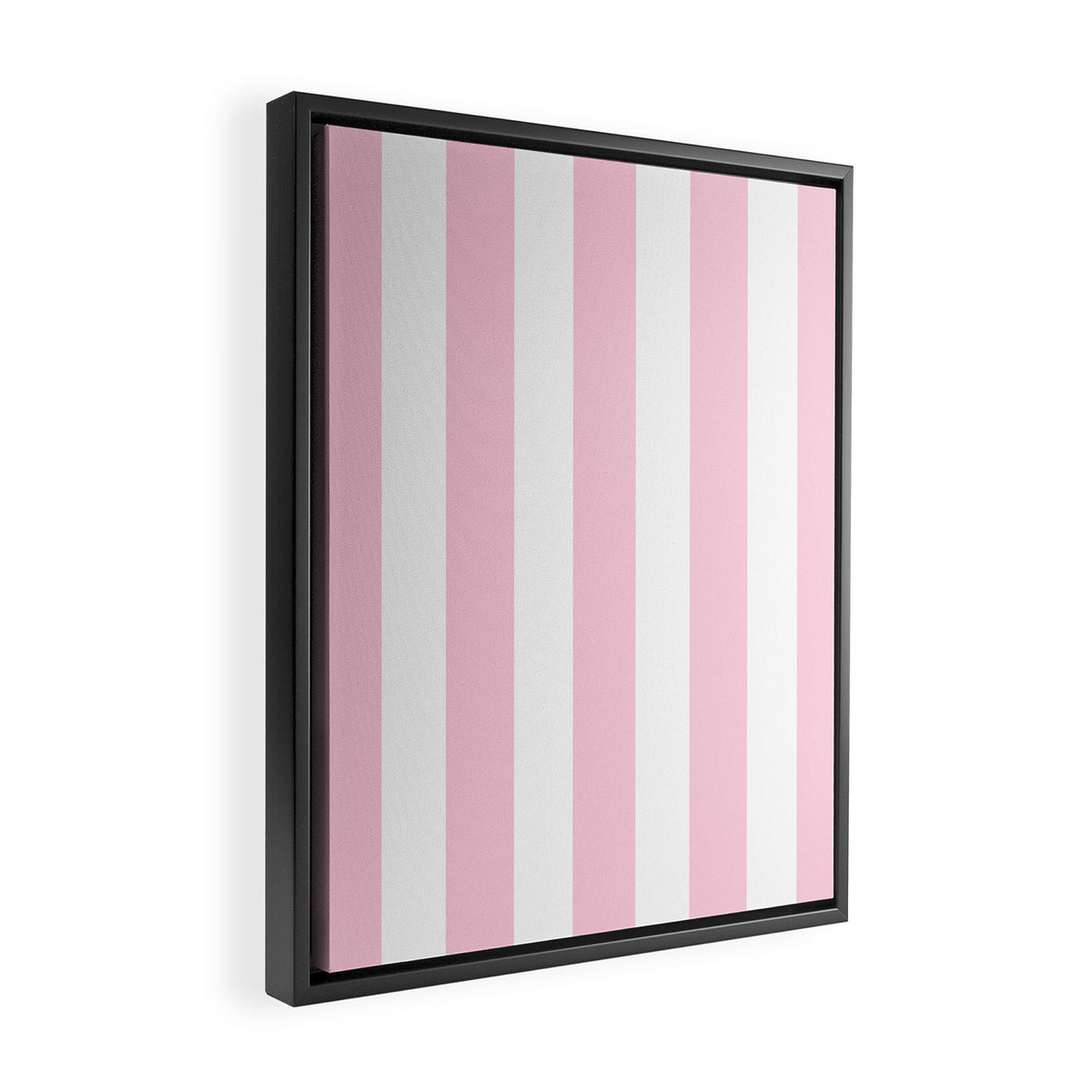 Pink & White Vertical Stripes Framed Canvas Print Gallery Image 2