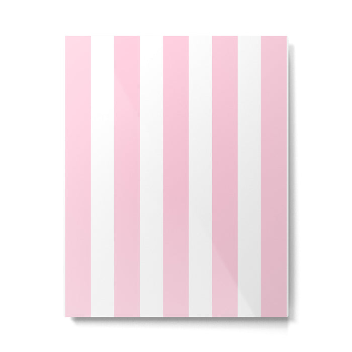 Pink & White Vertical Stripes Metal Print Gallery Image 1