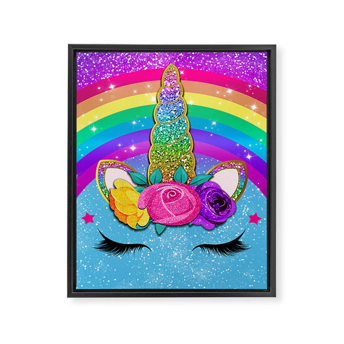 Rainbow Sparkle Unicorn Framed Canvas Print Gallery Image 1