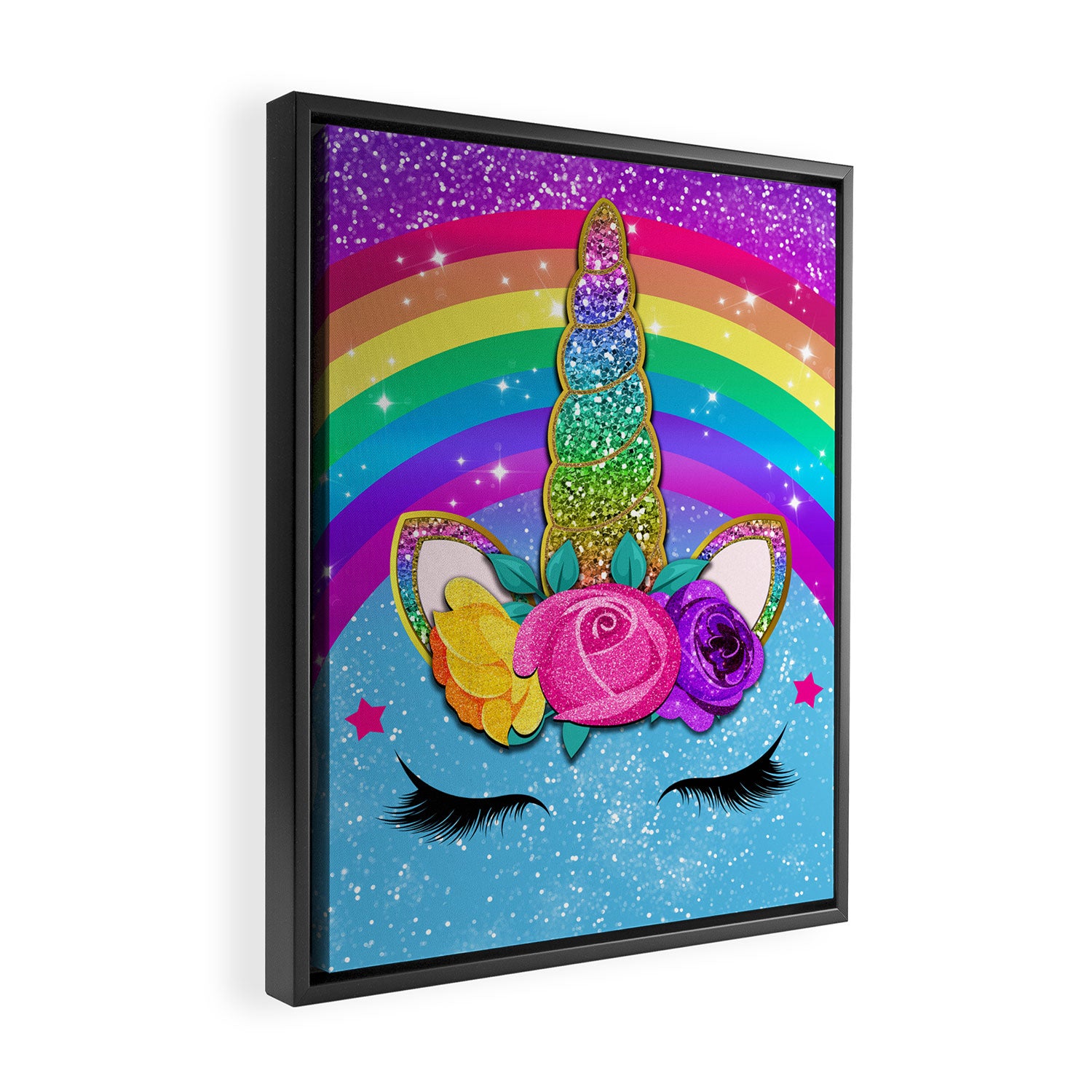 Rainbow Sparkle Unicorn Framed Canvas Print Gallery Image 2