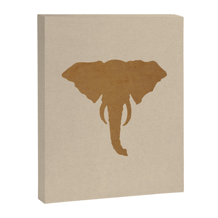 Rustic Brown Elephant Head Canvas Print Gallery Image 1