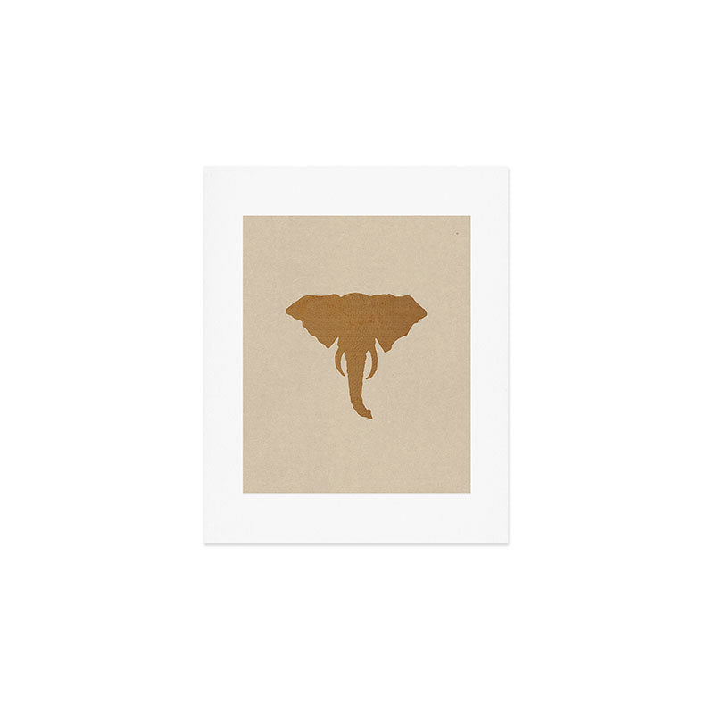 Rustic Brown Elephant Head Art Print Gallery Image 1