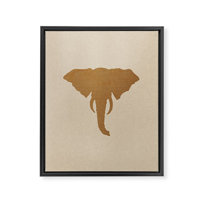 Rustic Brown Elephant Head Framed Canvas Print Gallery Image 1
