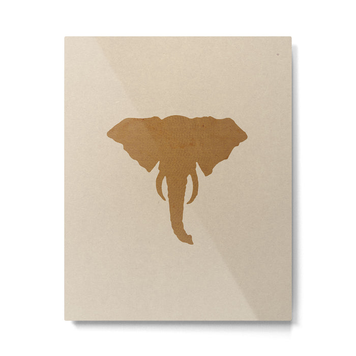 Rustic Brown Elephant Head Metal Print Gallery Image 1