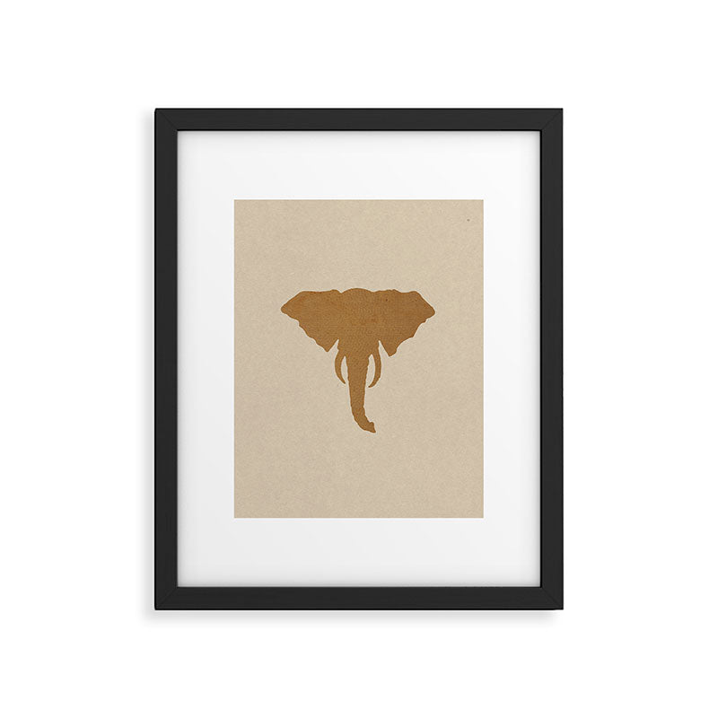 Rustic Brown Elephant Head Framed Art Print Gallery Image 5