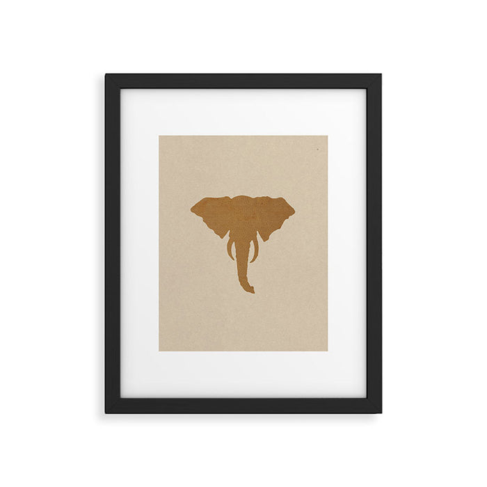 Rustic Brown Elephant Head Framed Art Print Gallery Image 1